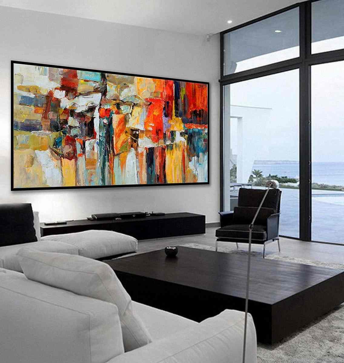 Red Original Modern Abstract Canvas Artwork W4VB7